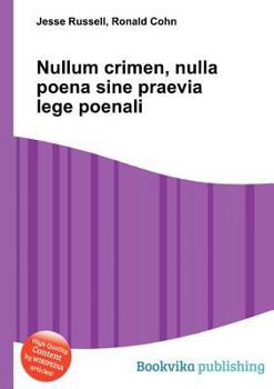 Paperback Nullum Crimen, Nulla Poena Sine Praevia Lege Poenali Book
