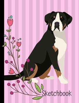 Paperback Sketchbook: Greater Swiss Mountain Dog Pink Sketch Book 8.5 x 11 Blank Paper 100 Pages Notebook For Drawing Art Journal Book