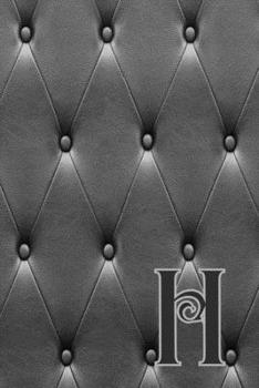 H: Writing Journal Notebook Personalized with Black Monogram Initial Letter on a Dramatic Charcoal Gray Diamond Shape Tufted background. (6"x9" 110 Blank Lined Pages with Space for Date)