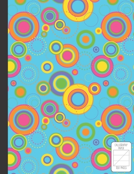 Calligraphy Notebook: 150 Pages Single Subject | Large 8.5 x 11 Modern Hand Lettering Practice for Beginners | Blue Retro Circle Cover