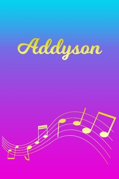 Addyson: Sheet Music Note Manuscript Notebook Paper | Pink Blue Gold  Personalized Letter A Initial Custom First Name Cover | Musician Composer ... Notepad Notation Guide | Compose Write Songs