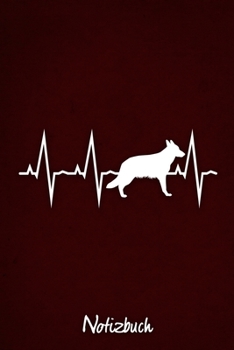Notizbuch: Rotes Punktraster Deutscher Schäferhund Herzschlag Hunde Notizheft ca DIN A5 weiß punktiert 110 Seiten (German Edition)
