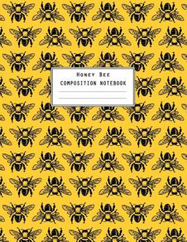 Paperback Honey Bee Composition Notebook: Repeating Decorative Pattern Design with Wide Ruled Lines and Numbered Pages Book