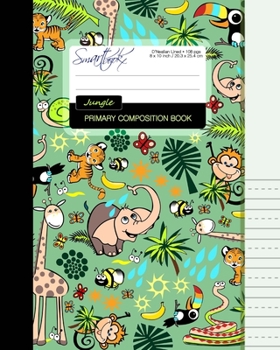 Paperback Primary Composition Book: Creative Writing / Handwriting Journal [ D'Nealian Ruled * Large Notebook * Times Tables * Elephants, Giraffes & Tiger Book