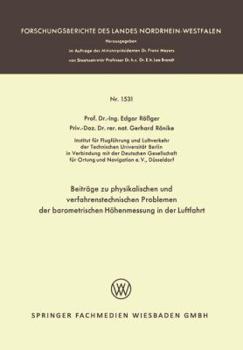 Paperback Beiträge Zu Physikalischen Und Verfahrenstechnischen Problemen Der Barometrischen Höhenmessung in Der Luftfahrt [German] Book