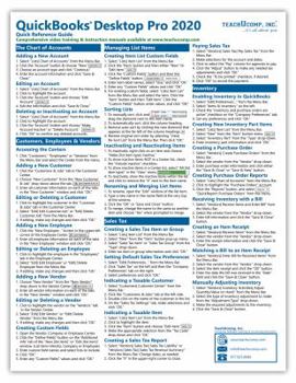 Pamphlet QuickBooks Desktop Pro 2020 Quick Reference Training Card - Laminated Tutorial Guide Cheat Sheet (Instructions and Tips) Book