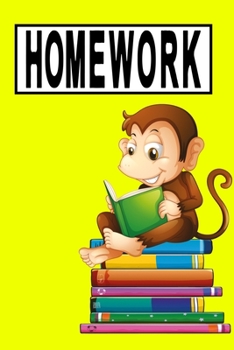 Paperback Homework: Homework diary with cute monkey and Journal with 120 lined pages 6x9 inches Book