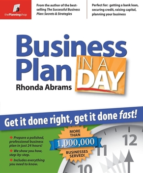 Paperback Business Plan in a Day: Get It Done Right, Get It Done Fast! Book