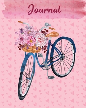 Paperback Journal: Blue Bicycle Pink Paris Banquet Theme (8 x 10 inches) 102 pages Book