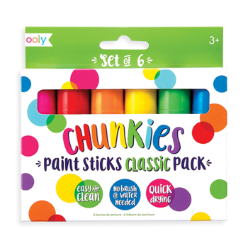 Grocery Ooly Chunkies 6 Mess Free Paint Sticks For Kids, Tempera Paint Sticks Kid Safe Colors, No Mess Quick Drying Art Supplies for Toddlers, Back to School Supplies for Kids Book