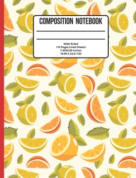 Paperback Composition Notebook Wide Ruled: Lemon 110 Pages Book