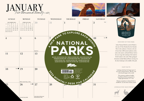Home National Parks 2026 17 X 12 Small Monthly Deskpad Book