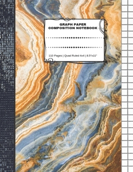 Paperback Graph Paper Composition Notebook: 110 Pages - Quad Ruled 4x4 - 8.5" x 11" Marble Large Notebook with Grid Paper - Math Notebook For Students Book