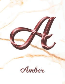 Paperback Amber: 1 Year Weekly Planner with Note Pages (12 Months) - White Marble Rose Gold Pink Effect Letter A - 2020 - 2021 - Week P Book