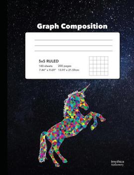 Unicorn Themed Squared Graph Paper Composition Book 5x5
