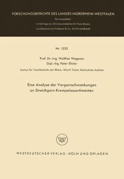 Paperback Eine Analyse Der Vorgarnschwankungen an Streichgarn-Krempelassortimenten [German] Book