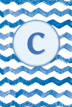 C: Initial Monogram Blank Journal College Rule Lined | 6x9 | Blue Watercolor Stripes (Blue Watercolor Striped Journals)