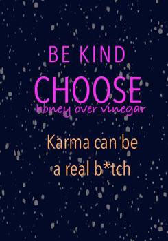 Paperback Be Kind Choose Honey over Vinegar Karma can be a real b*tch Book