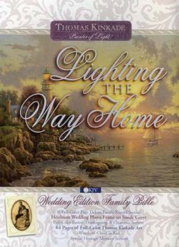 Hardcover Thomas Kinkade Lighting the Way Home Family Bible: New King James Version, Wedding Edition, White Bonded Leather Book