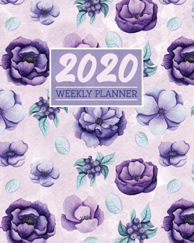2020 Weekly Planner: Daily & Weekly 8x10 Organizer with Calendar Views and Inspirational Quotes | 2-Page Weekly Spreads | Watercolor Floral Theme - Purple Peonies