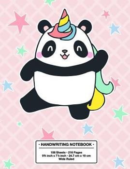 Handwriting Notebook: Back to School Cute Pandacorn Panda Unicorn Kawaii Style Handwriting Practice Book