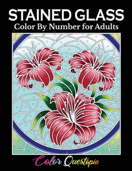 Paperback Stained Glass Color by Number For Adults: Coloring Book Featuring Flowers, Landscapes, Birds and More Book