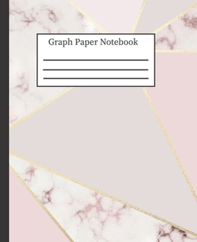 Graph Paper Notebook: 5x5 Grid Paper, Quad Ruled Graphing Composition Book for  School College Students: 7.5" x 9.25"  100 Pages, Pretty Geometric Pink & Rose Marble