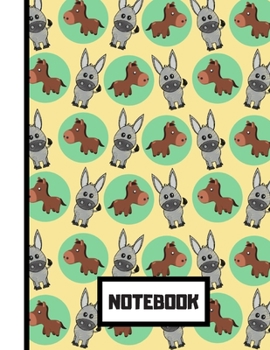 NOTEBOOK: Cute Donkey Yellow Pattern Print Novelty Gift - Donkey Notebook for Kids, Nursery, Boys, Girls