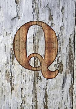 Paperback Q: Monogram Notebook - College Ruled - Writers Notebook - Personalized Gift - Wood Plank Background Book