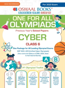 Paperback Oswaal One For All Olympiad Previous Years' Solved Papers, Class-6 Cyber Book (For 2023 Exam) Book