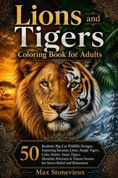Lions and Tigers Coloring Book for Adults: 50 Realistic Big Cat Wildlife Designs Featuring Savanna Lions, Jungle Tigers, Cubs, Snowy Amur Tigers, ... Scenes for Stress Relief and Relaxation