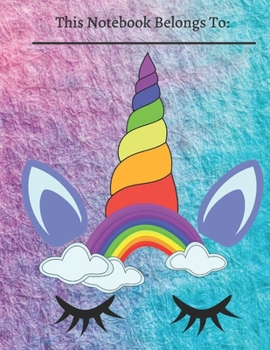 DREAMY UNICORN LONG LASHES  RAINBOW CLOUDS NOTEBOOK FOR SCHOOL