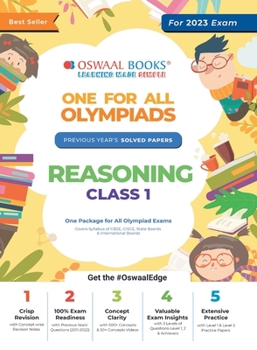 Paperback Oswaal One For All Olympiad Previous Years' Solved Papers, Class-1 Reasoning Book (For 2023 Exam) Book