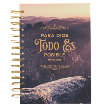 Christian Art Gifts Journal W/Scripture, Diario Espiral Montaña Todo Es Posible Mat. 19:26, Large, Hardcover Notebook, Wire Bound