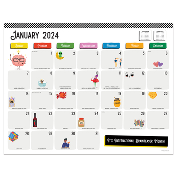 Calendar Cal 2024- Every Day's a Holiday Large Desk Pad Monthly Blotter Book