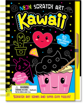 Hardcover Neon Scratch Art Kawaii Book