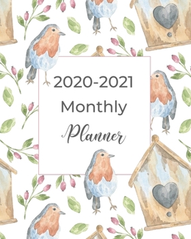 2020-2021 Monthly Planner: Bird Gift for Women. 2-Year Planner/Organizer with Holidays. 2-Page Monthly Calendar Views + Month-at-a-Glance Spreads help you record Gratitude, Birthday and To-Do Lists. C