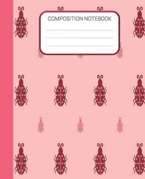 Paperback Composition Notebook: Pink Ladybug Valentines Notebook, Wide Ruled School Notebook, Homes School Notebook, Gift for Kids, Students, Teens, 7 Book