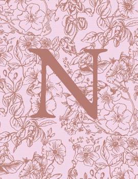 Paperback N: Monogram Initial Notebook For Women And Girls-Pink And Brown Floral-120 Pages 8.5 x 11 Book