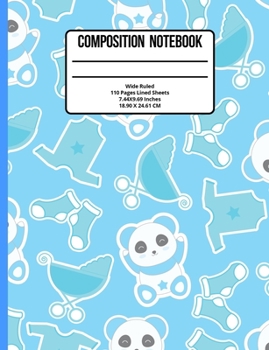 Paperback Composition Notebook Wide Ruled: Panda 110 Pages Book