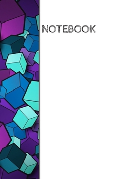 Paperback Notebook: Purple and blue squares wrap around design notebook: 90 blank pages Book