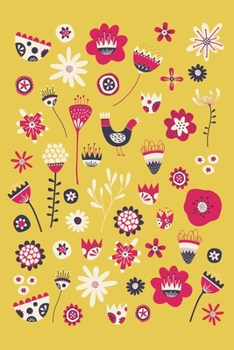 Notes: A Blank Lined Journal with Yellow Folk Flowers Cover Art