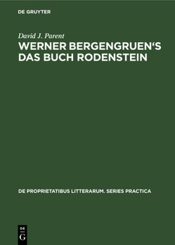 Hardcover Werner Bergengruen's Das Buch Rodenstein: A Detailed Analysis Book