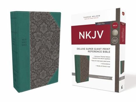 Paperback NKJV, Deluxe Reference Bible, Super Giant Print, Imitation Leather, Blue, Red Letter Edition, Comfort Print [Large Print] Book