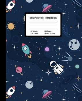 Paperback Composition Notebook: Space Ships - Wide Ruled Paper Journal - Blank Lined Workbook for Teens Kids Students Girls, for Home School & Writing Book