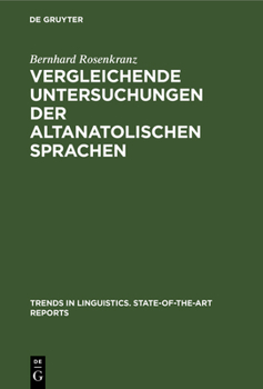 Hardcover Vergleichende Untersuchungen der altanatolischen Sprachen [German] Book