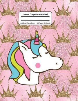 Paperback Unicorn Composition Notebook: 4x4 Graph Paper Book: Gold Glitter Pink Princess Unicorn Grid Paper Book, Graph Ruled, Student Teacher School, 100 Pag Book