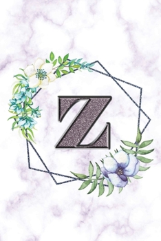 Paperback Z: Personalized Dot Grid Bullet BUJO Notebook Journal Modern white Marble Floral Silver Initial Monogram Letter Z- Many U Book