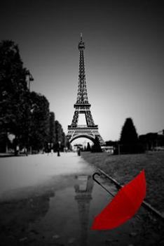 Paperback Red Umbrella in Street Near Eiffel Tower Paris France Journal: 150 page lined notebook/diary Book