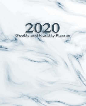 Paperback 2020 Planner: Weekly and Monthly Planner (White and Blue Marble) 7.5"x9.25" Size Book